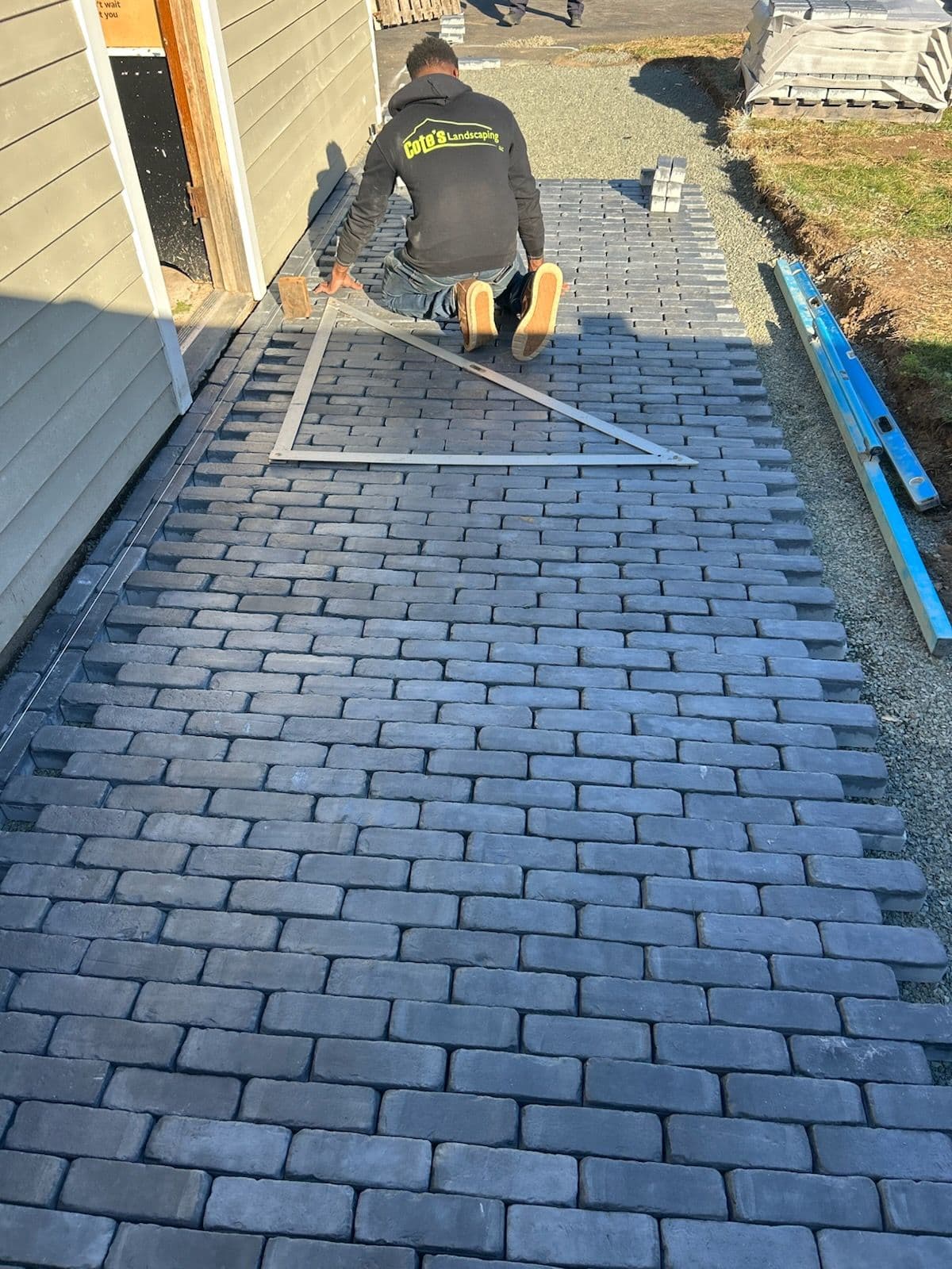Unilock Copthorne Pathway in Progress in Old Wethersfield