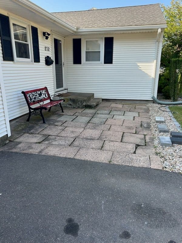 Front Entrance Revitalized with Gray Stone Pavers image