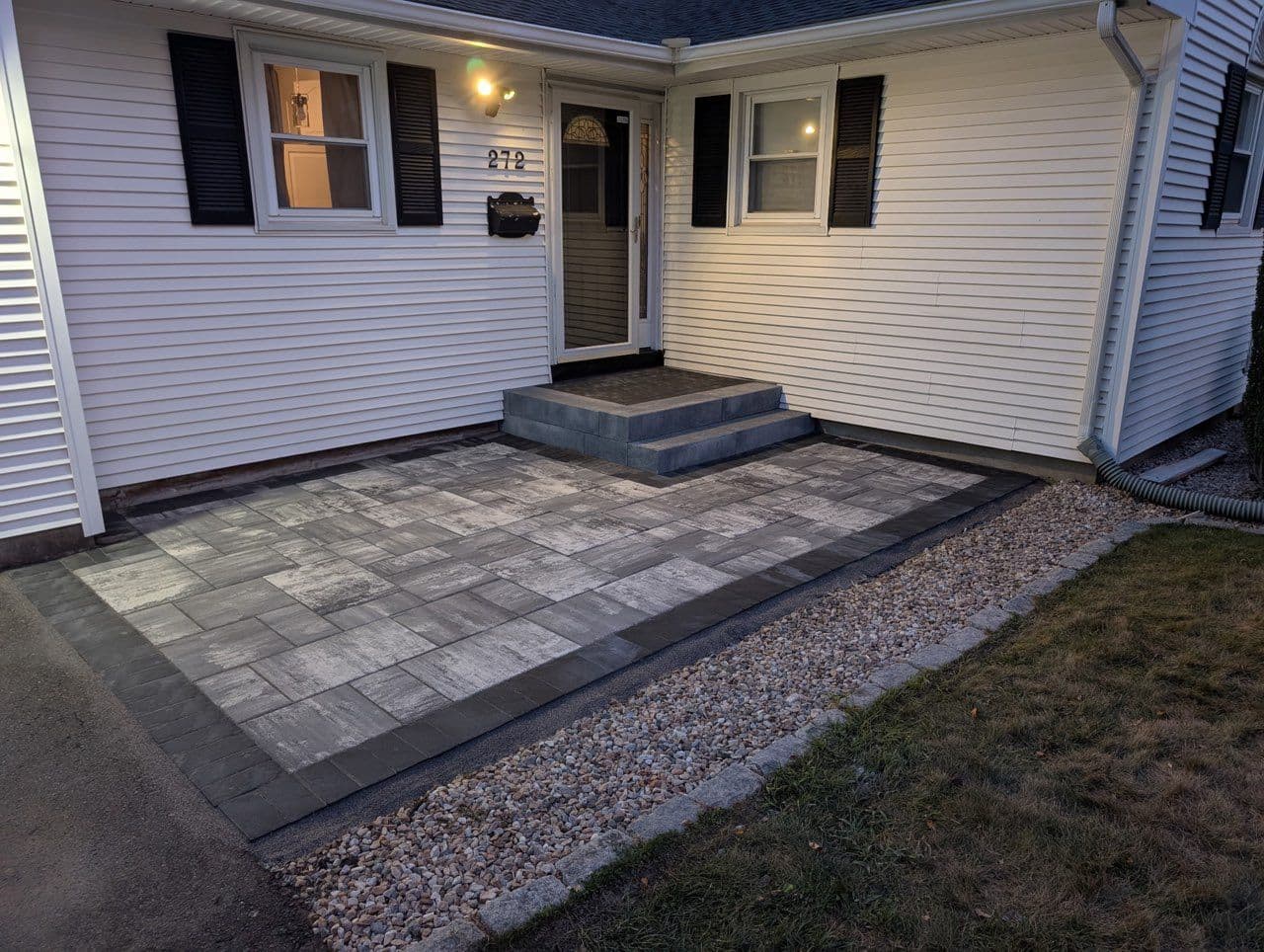 Gallery photos for Front Entrance Revitalized with Gray Stone Pavers: Image #2