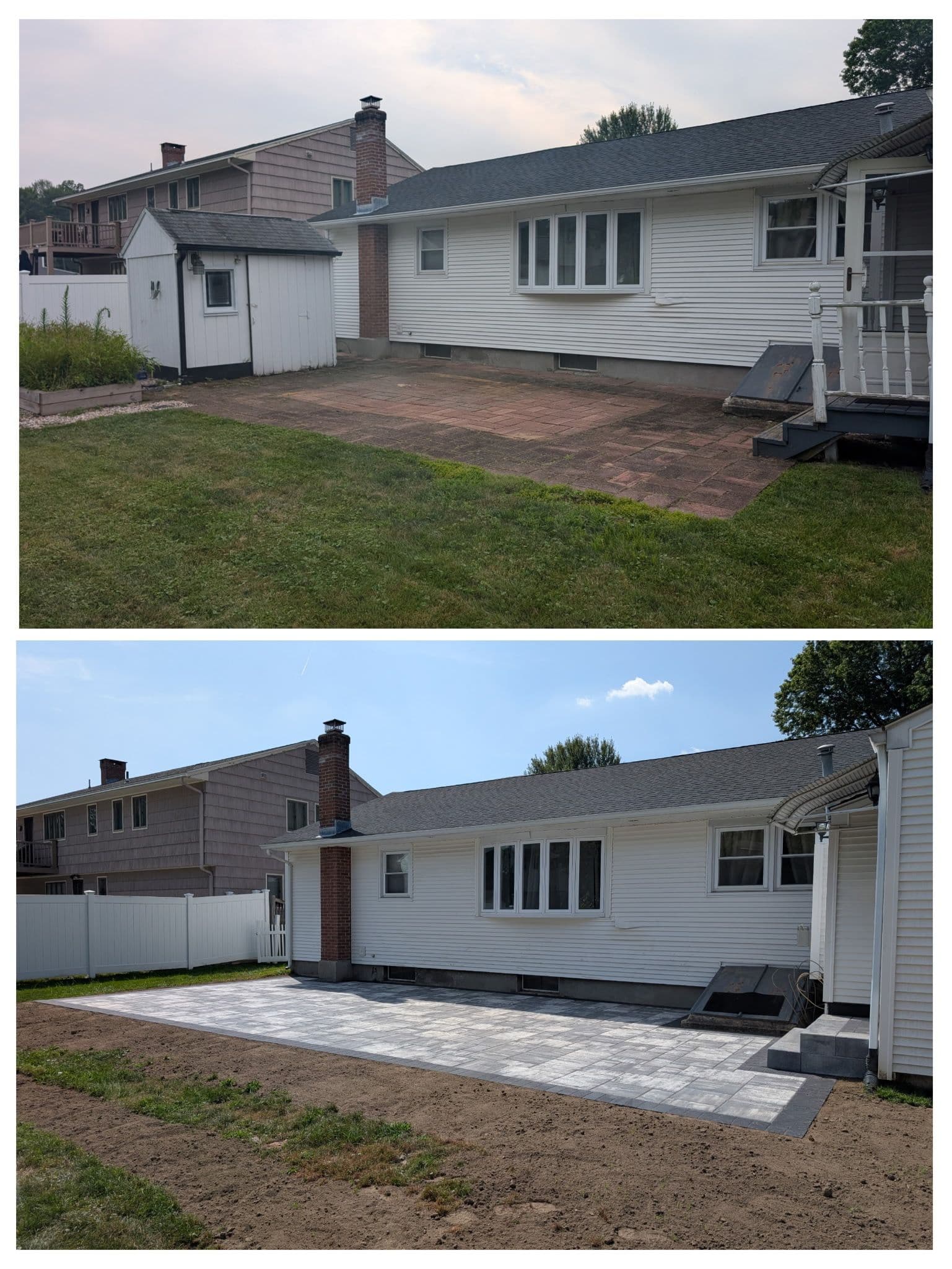 Backyard Makeover with New Grey Pavers image